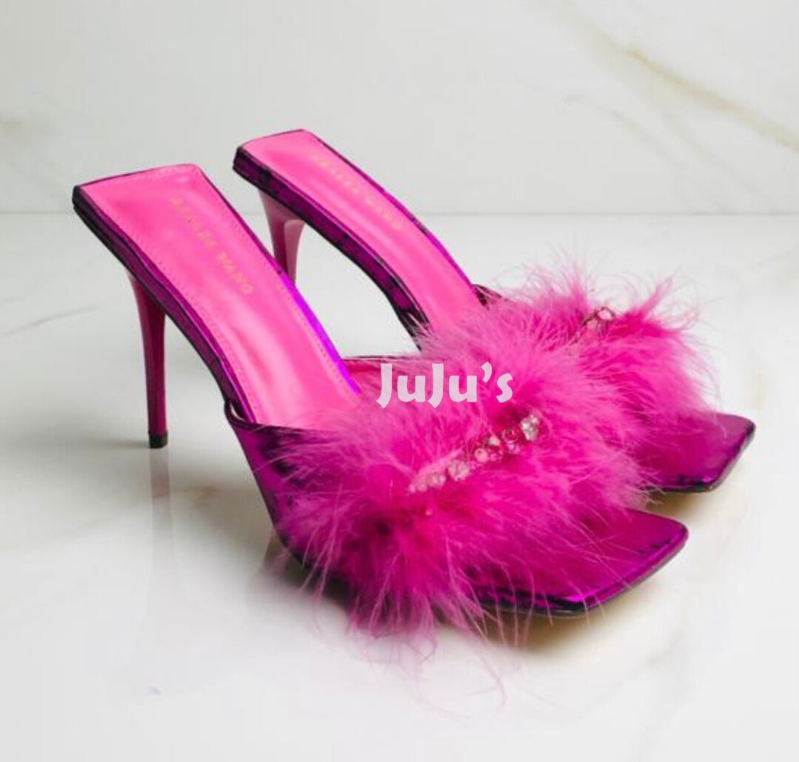 Fluffy high heels hotsell